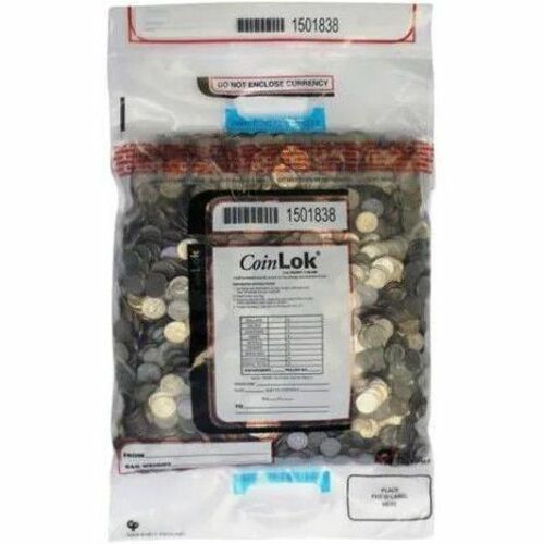 ControlTek CoinLOK Plastic Coin Bags - 14.50" - White - Plastic, Poly - Coin - 50 / Pack