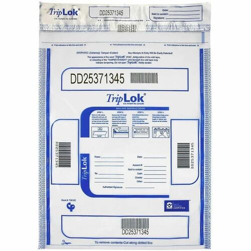 ControlTek High-Performing Security Bags - 16" Length x 12" Width - Seal Closure - Clear - Polyethylene - Security, Currency Handling, Bank, Cash - 100 / Pack