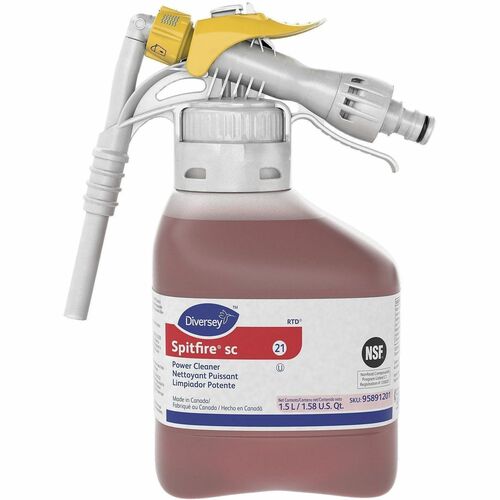 Diversey Spitfire SC Power Cleaner - For Hard Surface - Ready-To-Use/Concentrate - Spray, Liquid - 50.7 fl oz (1.6 quart) - 12.08 to 13.6 pH - Fresh Pine Scent - Recommended For: Grease Remover, Petroleum Remover, Tire Mark, Food Soil Remover, Dirt Remove