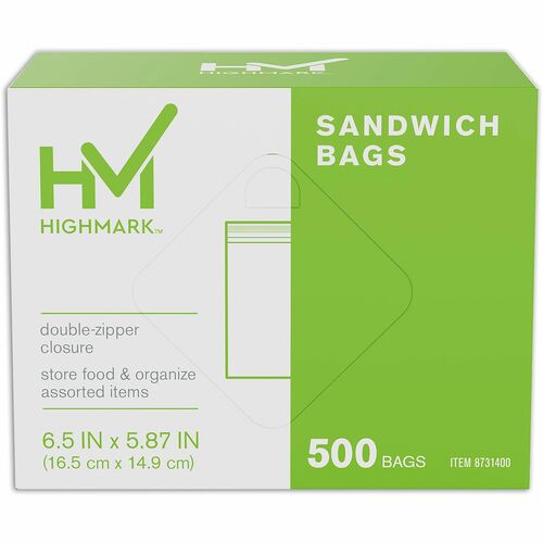 Highmark® Plastic Storage Bags, Sandwich Size, Clear, Pack Of 500 Bags - Food Storage - Clear - Plastic Body - 500 Pack - 500 / Pack