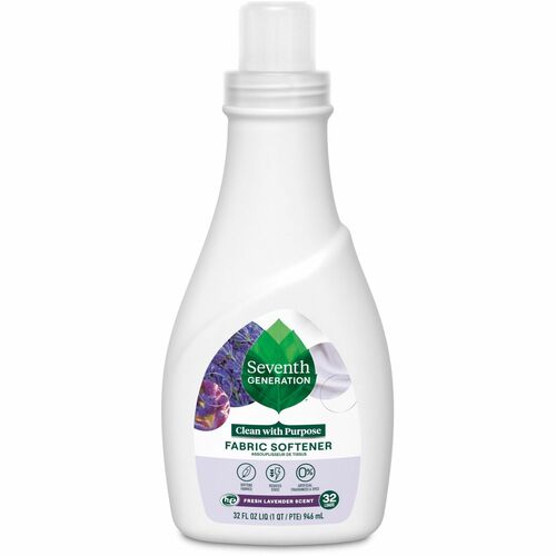 Seventh Generation Natural Fabric Softener - For Fabric, Clothes - Liquid - 32 fl oz (1 quart) - Fresh Lavender Scent - Bio-based, Dye-free - Clear - 1 Each