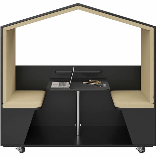 NOOK Privacy Booth - 77" Height x 79" Width x 30" Depth - 1 Each - Black - Laminate