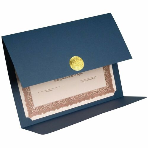 St. James® 83534 Letter Recycled Certificate Holder - 8 1/2" (215.90 mm) x 11" (279.40 mm) - Linen - Navy Blue - 30% Recycled - 5 / Pack