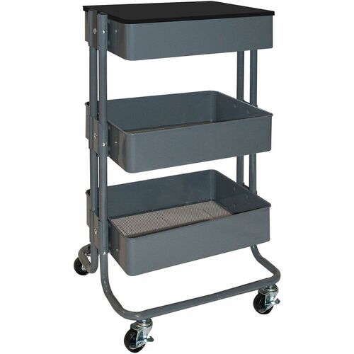Vertiflex Multi-Use Storage Cart & Workstation - 4 Casters - Metal - 15.25" Width x 11.25" Depth x 39" Height - Gray - 1 Each