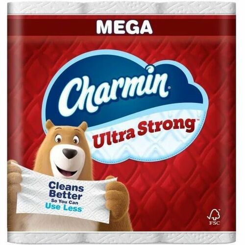 Charmin Ultra Strong Bathroom Tissue - Mega - 3.90" Width x 4" Length - 220 Sheets/Roll - White - Paper - 12 Pack