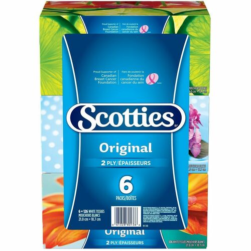 Scotties Facial Tissue 6pk - 2 Ply - WhiteBox - 126/Box - 6 / Pack