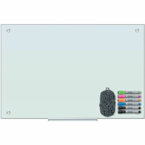 U Brands Dry Erase Board - White Glass Surface - Horizontal/Vertical - Magnetic - Frameless, Stain Resistant, Ghost Resistant - 1