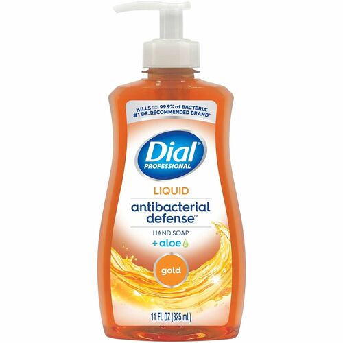 Dial Professional Antibacterial Defense Liquid Hand Soap - Fresh Scent, Aloe Vera Scent - Pump Dispenser - Bacteria Remover - Hand, Household, Skin - Antibacterial - Gold - Recycled - Cruelty-free, Paraben-free, Phthalate-free, Silicone-free, Sulfate-free