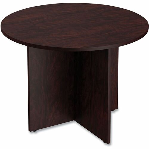 Alera Valencia Round Conference Table with Legs, 42" Diameter x 29.5h, Mahogany - Round Table Top - Mahogany Table Top