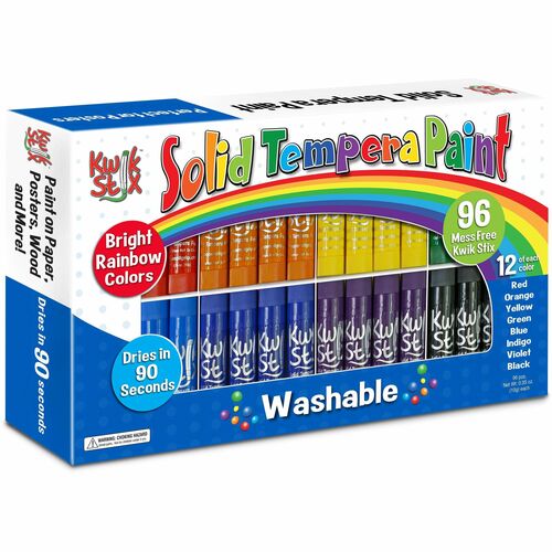 The Pencil Grip Kwik Stix Tempera Paint/Paper Set - Stick - 1 / Each - Red, Orange, Yellow, Green, Light Blue, Dark Blue, Purple, Black