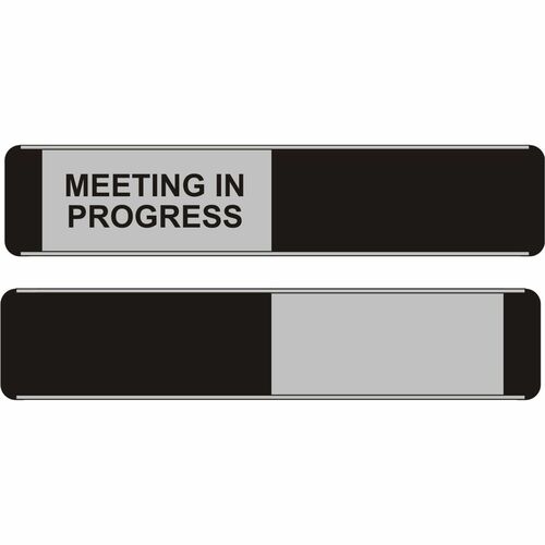 Seco Door Signs - Print/Message "Meeting In Progress" - 10" Width x 2" Height - Door-mountable - Self-adhesive - Display, Meeting, Room - Aluminum, Polyvinyl Chloride (PVC) - Multicolor - 1 / Each