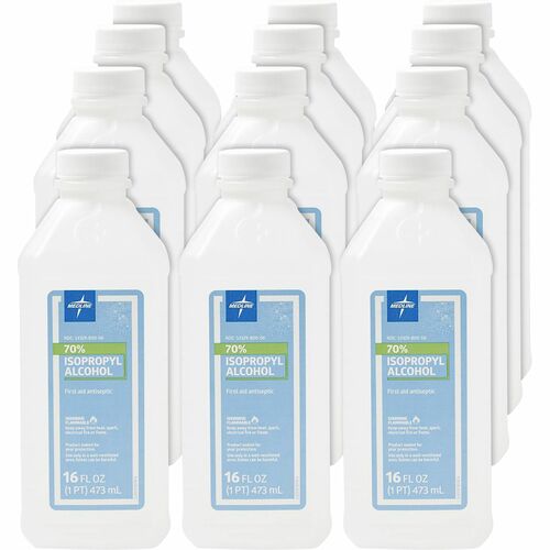 Medline Isopropyl Rubbing Alcohol - For Cut, Scrape, Burn, Wound - 16 fl oz - 12 / Carton