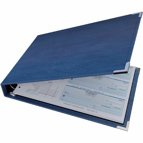 Davis Group Premium 3-Up Business Checkbook Binder - 200 Sheet Capacity - 7 Ring(s) - Pocket(s): Internal - Vinyl - Navy Blue - Pocket - 1 Each