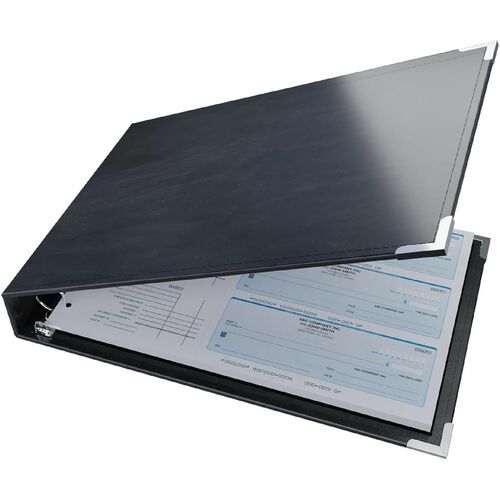 Davis Group Premium 3-Up Business Checkbook Binder - 200 Sheet Capacity - 7 Ring(s) - Pocket(s): Internal - Vinyl - Black - Pocket - 1 Each