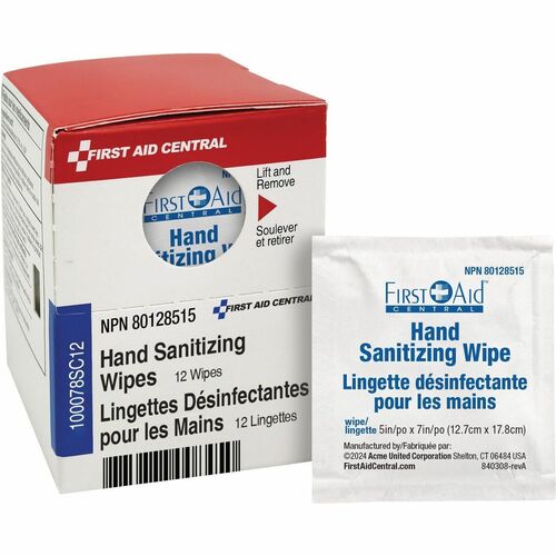 First Aid Central SmartCompliance Hand Sanitizer Wipe - 5" (127 mm) Width x 7" (177.80 mm) Length - 12 / Box