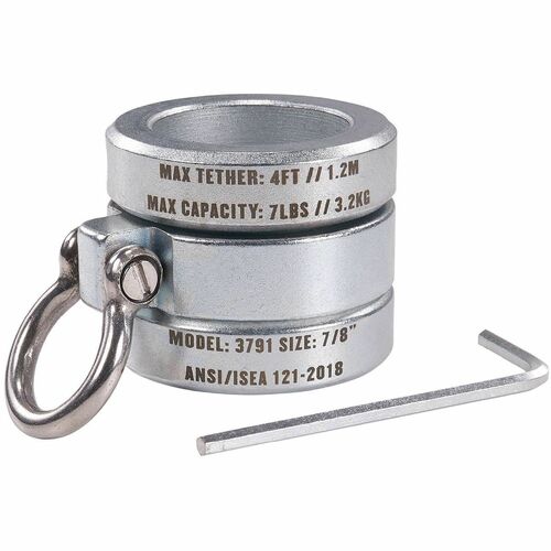 Ergodyne Squids 3791 Locking Collar - Silver - Galvanized Steel - 1 Each