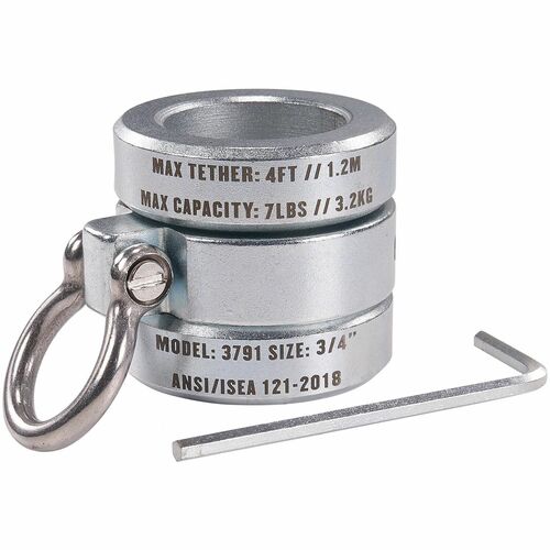 Ergodyne Squids 3791 Locking Collar - Silver - Galvanized Steel - 1 Each