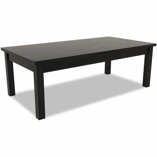 Alera Valencia Series Occasional Table, Rectangle, 47.25w x 19.13d x 16.38h, Black - Rectangular Table Top - Black Table Top - Edge Banding, Square Leg