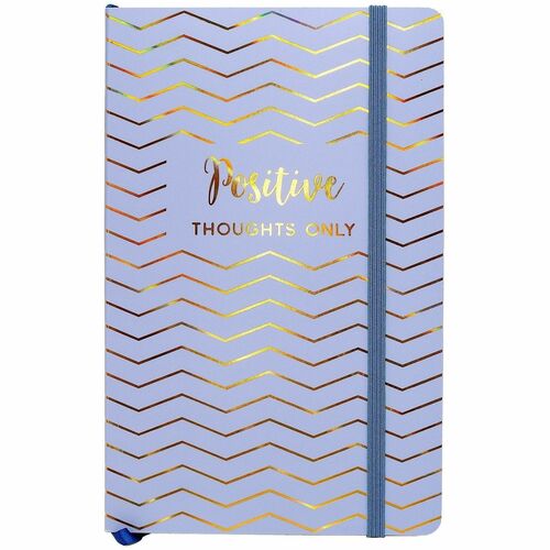 Pukka Pads Notebook - 1 Subject(s) - 96 Sheets - 192 Pages - 80 g/m² Grammage - A5 - 5 7/64" x 8 1/5" Sheet Size x 0.5" Width x 5.2" Length - Blue Vegan Leather, Gold Cover - Elastic Closure, Ghost Resistant, Bleed Resistant, Acid-free Paper - 3 / Pa