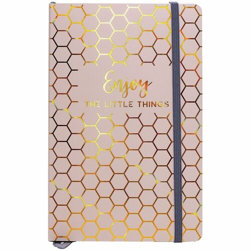 Pukka Pads Notebook - 1 Subject(s) - 96 Sheets - 192 Pages - Ruled Margin - 80 g/m² Grammage - A5 - 8 1/4" x 11" Sheet Size x 0.5" Width x 5.2" Length - Taupe Vegan Leather, Gold, Beige Cover - Elastic Closure, Ghost Resistant, Bleed Resistant, Acid-