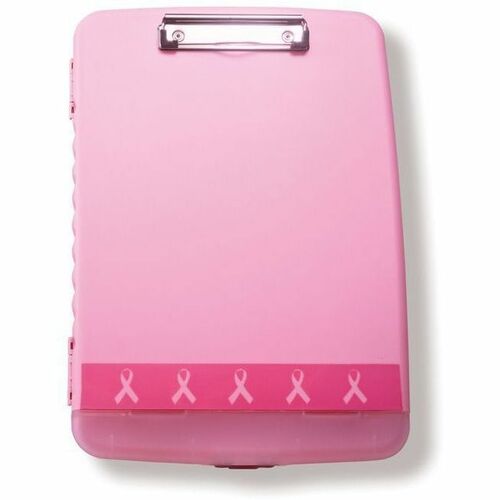 Officemate Pink Ribbon Slim Clipboard Storage Box