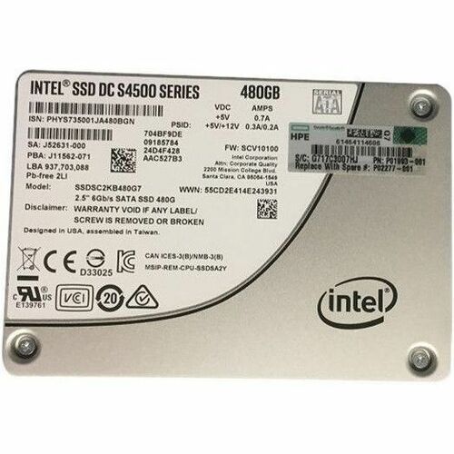 HPE Sourcing 480 GB Solid State Drive - 2.5" Internal - SATA (SATA/600) - Read Intensive