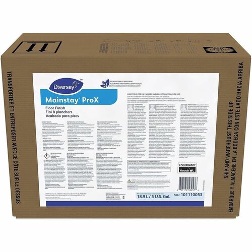 Diversey Mainstay ProX Floor Finish - For Multi Surface - Ready-To-Use - Liquid - 640 fl oz (20 quart) - 9 pH - Ammonia Scent - Recommended For: Scratch Remover, Scuff Mark Remover - Versatile, Durable - White - 1 Carton