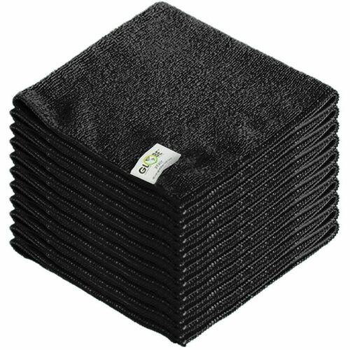 Globe Surface Cleaner - For Hospital, Nursing Home, Surface - Cloth - 14" (355.60 mm) Length x 14" (355.60 mm) Width - Disposable, Disinfectant, Launderable, Non-abrasive, Non-scratching, Soft - Black - 10 / Pack