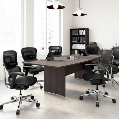 WorkPro® Motiva Office Conference Table With Wood Base, 29"H x 96"W x 42"D, Storm Gray, Standard Delivery - x 1" Thickness Surface, 29" Height x 96" Width x 42" Depth - Finish: Storm Gray, Laminate - Sturdy, Durable, Damage Resistant, Chip Resistant, 