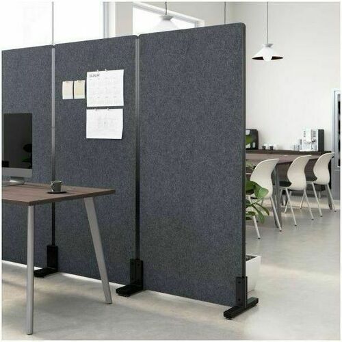 WorkPro® Motiva Freestanding Privacy Screen, 72"H x 34"W x 15"D, Cool Charcoal, Standard Delivery - Finish: Cool Charcoal - Privacy Panel, Adjustable Leveler, Sturdy - For Workstation, Office, Decoration - 1 Each