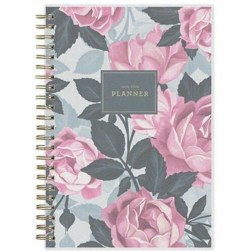 2025-2026 Blue Sky Roosevelt Pink Frosted Weekly/Monthly Academic Planning Calendar, 5" x 8" , July 2025 to June 2026, 128692-A - Medium - Academic - Weekly, Monthly - July 2025 to June 2026 - 5" x 8" Sheet Size - White Sheet - Wire Bound - Multicolor Pol
