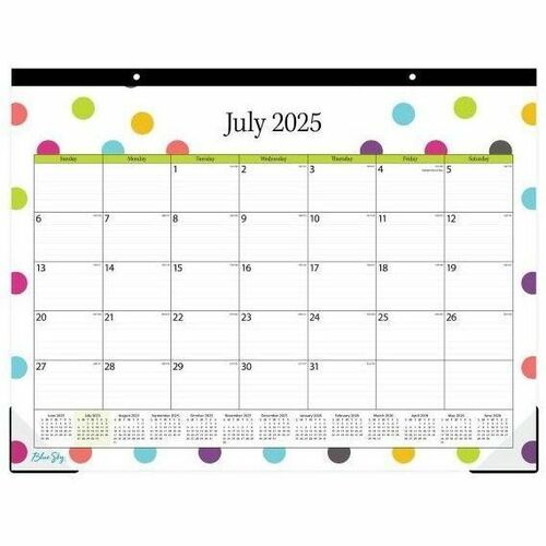 2025-2026 Blue Sky Monthly Desk Pad Planning Calendar, 22" x 17" , TCH Dots, July 2025 To June 2026, 105496 - Large - Academic - Monthly - July 2025 to June 2026 - 17" x 22" Sheet Size - White Sheet - Desk Pad - 22" Height x 17" Width - International Holi