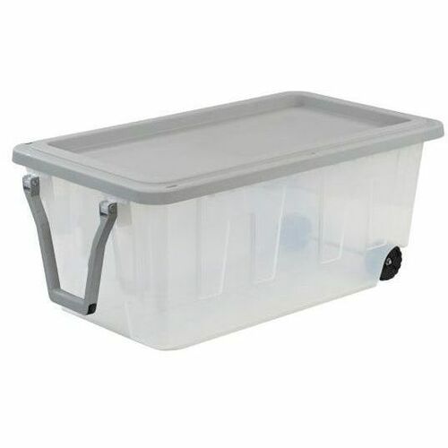 Centrex Tough Box Storage Container - External Dimensions: 39.3" Length x 22" Width x 16.5" Height - 40 gal - Lid Closure - Plastic - Clear, Gray - 1 Each