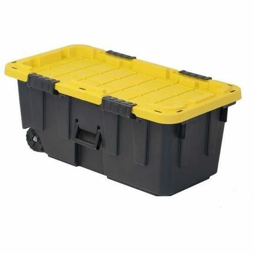 Centrex Tough Box Storage Container - External Dimensions: 32.3" Length x 18.3" Width x 13.5" Height - 20 gal - Lid, Latch Closure - Stackable - Plastic - Black, Yellow - For Transportation - Recycled - 1 Each