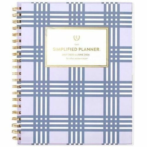 Simplified by Emily Ley for AT-A-GLANCE® Academic 2025-2026 Customizable Weekly Monthly Planner, Lilac Plaid, Large, 8 1/2" x 11" - Large - Academic - Weekly, Monthly - July 2025 to June 2026 - 8 1/2" x 11" Sheet Size - White Sheet - Wire Bound - Lila