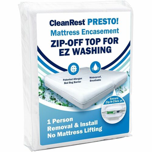 CleanRest Presto! Mattress Encasement - California King Size - 72" Width x 84" Length - White - 10 / Case