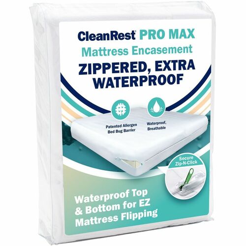 CleanRest PRO Max Mattress Encasement - Twin Size - 39" Width x 75" Length - White - 4 / Case