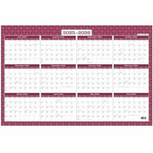 AT-A-GLANCE® BADGE Reversible Erasable Academic and Regular Year 2025-2026 Wall Calendar, Geo, Extra Large, 24" x 36" - Large - Academic/Regular - Yearly - January 2025, July to December 2026, June - Tapebound - 24" Height - Erasable, Reversible