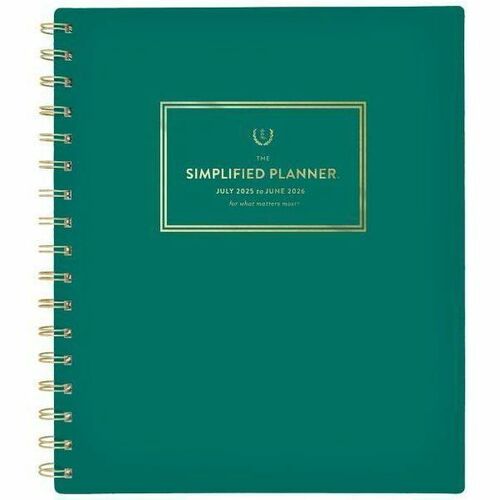 Simplified by Emily Ley for AT-A-GLANCE® Academic 2025-2026 Weekly Monthly Planner, Green, Medium, 7" x 8 3/4" - Medium - Academic - Weekly, Monthly - July 2025 to June 2026 - 7" x 8 3/4" Sheet Size - White Sheet - Wire Bound - Green Polypropylene Cov