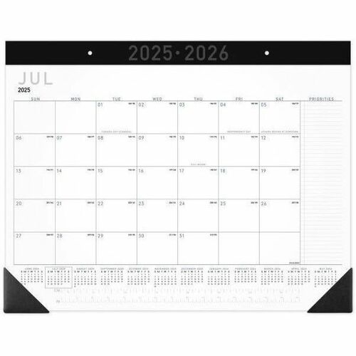 AT-A-GLANCE® Contemporary Academic 2025-2026 Monthly Desk Pad Calendar, Standard, 21 3/4" x 17" - Medium - Academic - Monthly - July 2025 to June 2026 - White Sheet - Desk Pad - 17" Height - Reference Calendar - 1