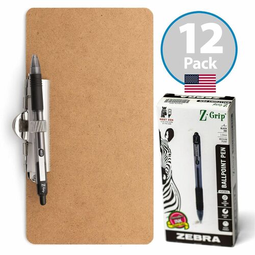 Officemate 83159 Receipt Clipboard, Side Clip, w/Pens, Side, 12pk - Storage for Receipt - Hardboard - Wood - 12 Pack