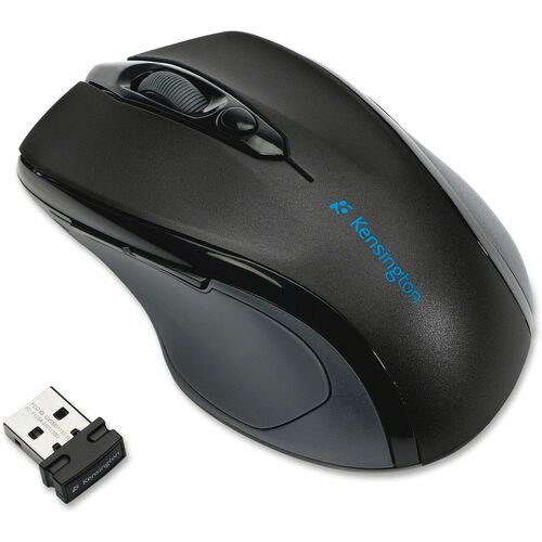 Kensington Pro Fit Mid-size Wireless Mouse - Mid Size Mouse - Optical - Wireless - Radio Frequency - 2.40 GHz - Black - USB - 1750 dpi - Scroll Wheel - Right-handed - 1 Each