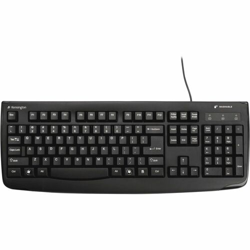 Kensington Pro Fit Washable Antimicrobial Keyboard - Cable Connectivity - USB Interface - Black