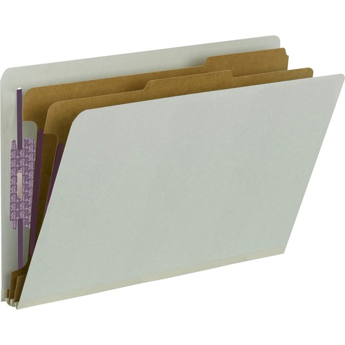 Smead Legal Recycled Classification Folder - 8 1/2" x 14" - 2" Expansion - 2 x 2S Fastener(s) - 2" Fastener Capacity for Folder - End Tab Location - 2 Divider(s) - Pressboard - Gray, Green - 60% Recycled - End Tab Classification Folders - SMD29810