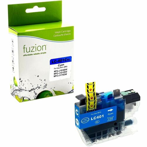fuzion High Yield Inkjet Ink Cartridge - Alternative for Brother LC401XLCS - Cyan - 1 Each - 500 Pages