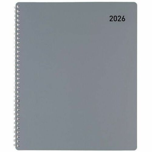 Office Depot Brand Weekly Monthly Appointment Book, 8 1/2" x 11" , Silver, January 2026 to December 2026, OD71053026 - Large - Regular - Weekly, Monthly - January 2026 to December - 11" x 8 1/2" Sheet Size - White Sheet - Wire Bound - Silver Polypropylene