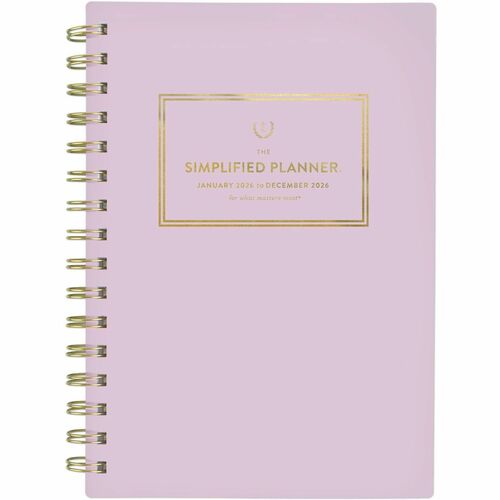 Simplified by Emily Ley for AT-A-GLANCE® 2026 Weekly Monthly Planner, Pink, Small, 5 1/2" x 8 1/2" - Medium - Regular - Weekly, Monthly - January 2026 to December - 5 1/2" x 8 1/2" Sheet Size - White Sheet - Wire Bound - Pink Polypropylene Cover - 8.5