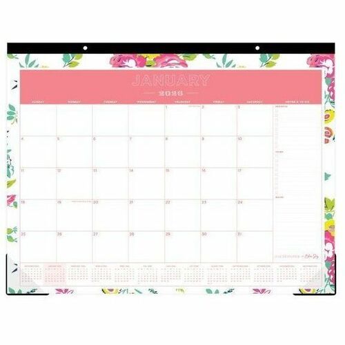 2026 Blue Sky Day Designer Desk Pad Calendar, 22" x 17" , Peyton White, January To December, 103631 - Medium - Regular - Monthly - January 2026 to December - 22" x 17" Sheet Size - White Sheet - Desk Pad - 17" Height x 22" Width - International Holiday, R