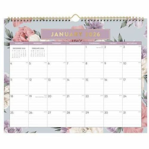 2026 Blue Sky Monthly Wall Calendar, 15" x 12" , Tula, January To December, 144076 - Medium - Regular - Monthly - January 2026 to December - 15" x 12" Sheet Size - White Sheet - Wire Bound - Wall Mount - 12" Height x 15" Width - International Holiday, Ref