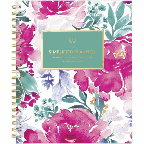 Simplified by Emily Ley for AT-A-GLANCE® 2026 Weekly Monthly Planner, English Garden, Large, 8 1/2" x 11" - Large - Regular - Weekly, Monthly - January 2026 to December - 8 1/2" x 11" Sheet Size - White Sheet - Wire Bound - Floral Polypropylene Cover 